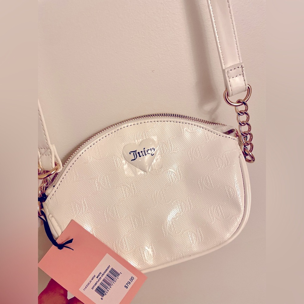 Juicy Couture White Crossbody Bag with Pink Branding